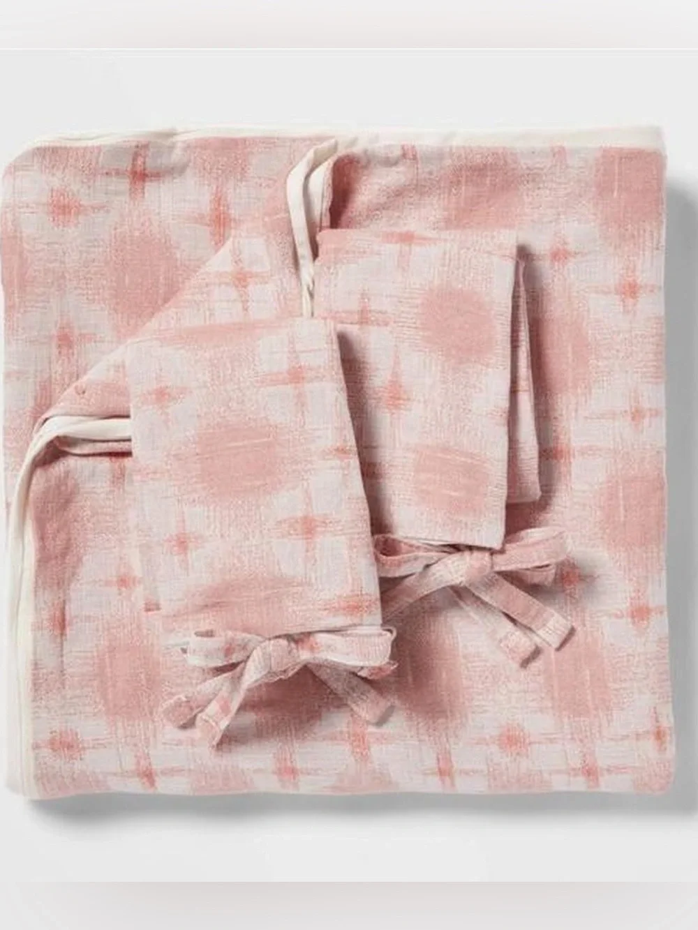 Target Threshold Pink Yarn-Dyed Cotton Duvet Cover Set Queen/Full New With Tags